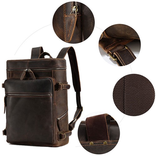 Leather 17in travel backpack - 17in,