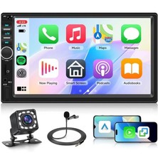 7" Double 2 Din Car Stereo with Apple Carplay Android Auto USB FM Radio +Camera