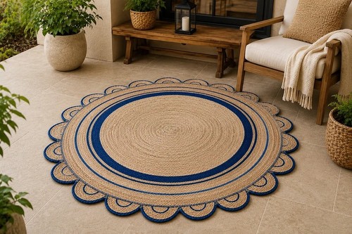 Rug jute round natural 100 - jute,