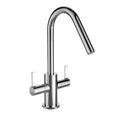 Kitchen Tap Monobloc Mixer Chrome Dual Lever Brass Swivel Spout Modern Faucet