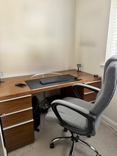 Designer Walnut And Brushed Aluminum Desk by DWELL