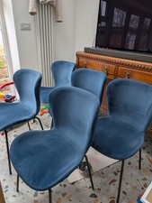 Set of 5 Blue Dining Chairs