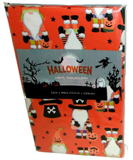 HALLOWEEN Vinyl Tablecloth 52" x 90 ~ Seats 6-8 ~ Halloween Gnomes