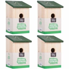 4 X WOODEN NESTING BOXES NEST BOX BIRD HOUSE SMALL BIRDS BLUE TIT ROBIN SPARROW