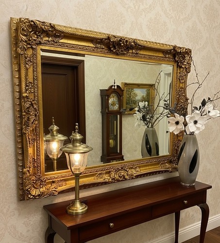 Mirror huge antique - mirror, gold