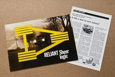 Reliant Regal Saloon, Reliant Supervan Three-Wheeler Brochure + Road Test Report