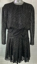 NEW SIZE 10 H&M BLACK GOLD CHIFFON EVENING MINI DRESS PARTY COCKTAILS CHRISTMAS