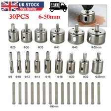30Pc Diamond Holesaw Holes Saw 6-50mm Drill Bit Cutter Tile Glass Marble Ceramic