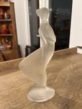 Vintage Art Deco Czech  Frosted Glass Lady. With The Original Label. H 23cm
