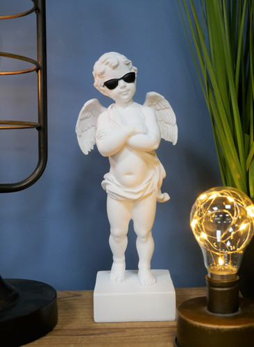 Large white cherub cupid cool - cherub,