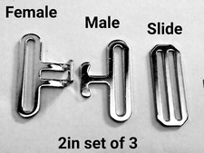2" 50mm SURCINGLE CLASP clip SET of 3 Male Female Slide horse rug, dog coat belt