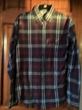 Fynch-Hatton Shirt Mens Medium Blue  Red Check Long Sleeve Light Flannel