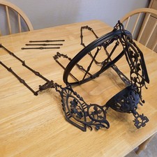 Vintage Wrought Iron Hanging Candle Chandelier Gothic Medieval Revival Decor