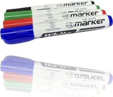 4 x Large Dry Wipe White Board Markers Pens Bullet Tip Black Blue Red Green