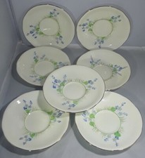 VINTAGE ROYAL PARAGON  ART DECO HAND PAINTED SET OF 7 SAUCERS 