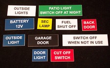 Engraved Bespoke Labels & small signs for boat, workroom, control panels etc