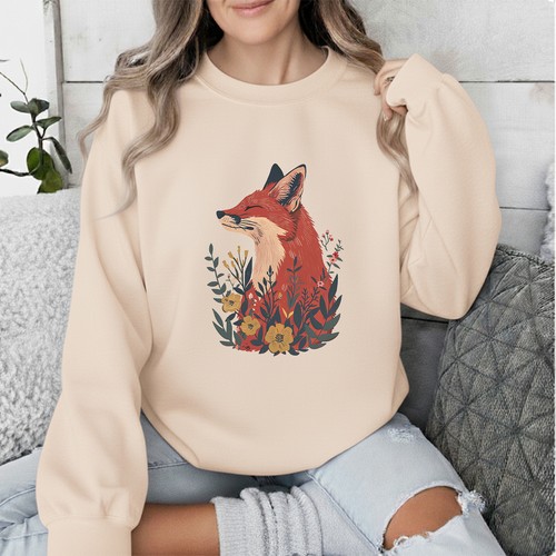 Red fox wildflower graphic - fox,