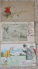 3 x 100+ Years Old  VINTAGE GOLF Comic Postcards includes HARRY B NEILSON