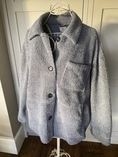New TU Sainsbury’s Heavy Grey Cosy Warm Fleece Winter Jacket Size L Uk 18 / 20