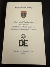 Diamond Anniversary of The Duke of Edinburgh’s Award Order of Service.