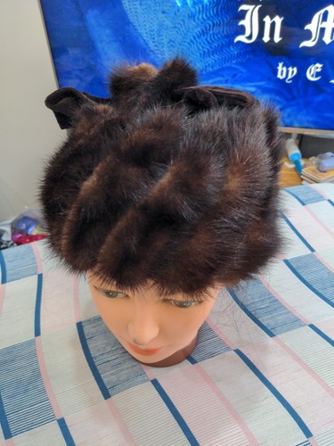Vintage real fur hat modelled - vintage,