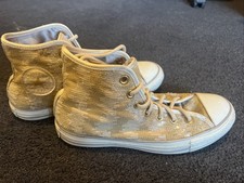 Converse All Star Chuck 70 Hi Top Pale Gold Sequin Trainers / Sneakers Sz 6 / 39