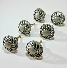 Six Antique / Vintage Birdcage Twisted Metal Door Knobs Kitchen Cabinets