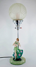 ART DECO FASOLD & STAUCH DANCING LADY PORCELAIN TABLE LAMP c1930