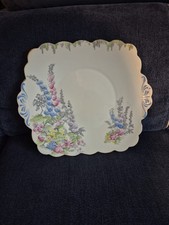Vintage E.B Foley Bone China  Square Cake Plate Foral Pattern platter 10" X 8"