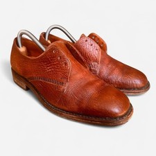 1950s–60s Super Victor Made in England Derby Shoes Grained Brown Leather 8.5 UK