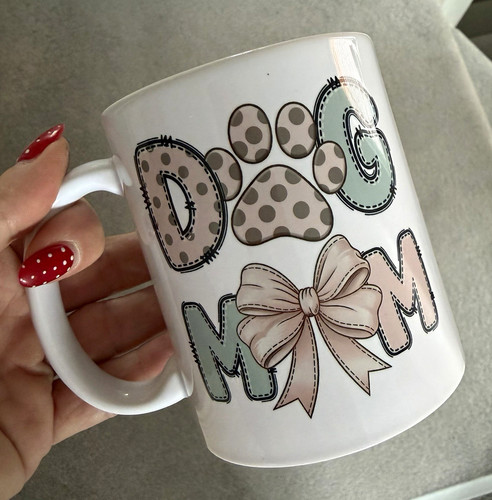 White ceramic dog mom - white,