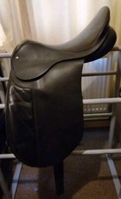 17" Paul Fielder Black Leather Close Contact Dressage Saddle Medium Width Gullet