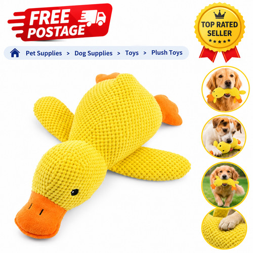Squeaky plush duck dog toy - duck,