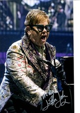 Elton John Signed Autographed 12 x 8 inch Photo with COA