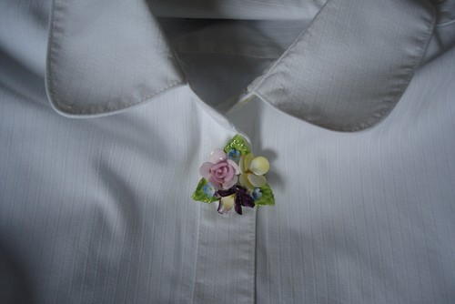 Coalport china floral brooch - coalport,