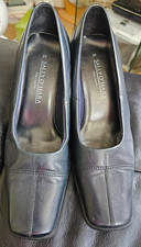 NAVY "SALLY O'HARA" SHOES LEATHER HEELS- SLIP ON SQUARE TOE  - sz 37eu= 4uk