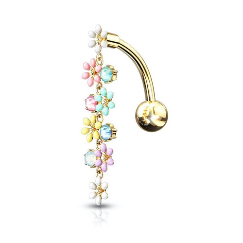 Gold long bright opal flower - gold,