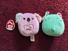 2 5" inch squishmallows be kind valentine's koala renate and teal cat with bow