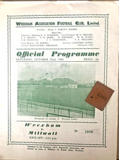 WREXHAM V MILLWALL ~ 22 OCTOBER 1960 ~ WITH MATCH TICKET STUB POSSIBLY??