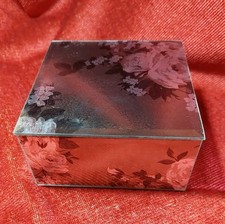 Small Glass Jewellery Box With Flower Top And Mirror Sides