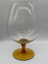 LARGE VINTAGE AMBER STEM GIANT WINE GLASS GOBLET FLOWER VASE