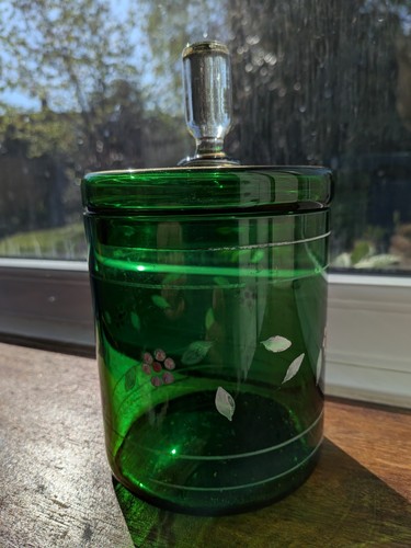 Vintage green glass candy - vintage,