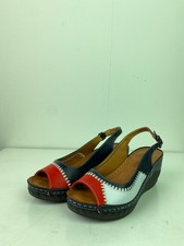 Pavers Red White Navy Slingback Wedge Sandals EUR 39 UK6 NEW