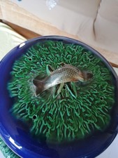 Antique Vintage majolica Stilton Stay Or Cheese Dome