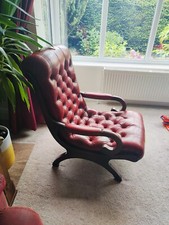Genuine Wade Chesterfield Red Leather Slipper and Footstool 