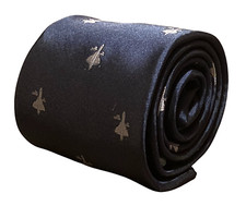 Frederick Thomas Designer Mens Tie - Dark Navy Blue Concorde Airplane Aeroplane