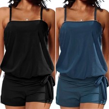 Womens Plain Blouson Swim Top
