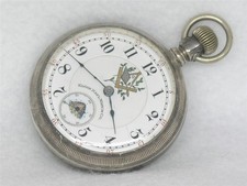 ANTIQUE 18S 1889 ELGIN MASONIC ENAMEL DIAL STERLING SILVER POCKETWATCH, RUNNING!