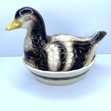 Duck Ceramic Egg Holder Quirky Kitchen Decor Collectible 8"