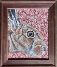 Original wildlife Hare picture painting William Morris Art Nouveau fabric 